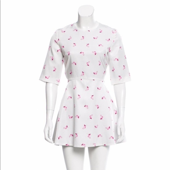 Wayne | flamingo print silk skort romper dress - Picture 1 of 12